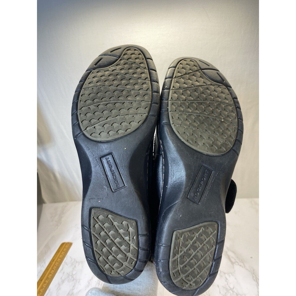 Rockport Black Leather Mary Jane style Slip On Shoe Flat Sz 10 - Picture 4 of 6